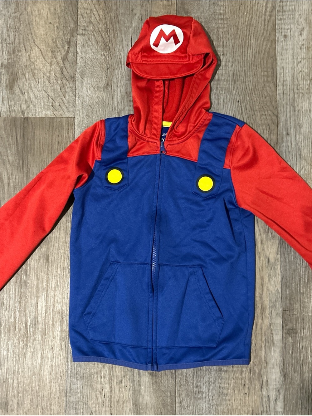 Kids Red & Blue Superhero Hoodie Costume with 'M' Cap